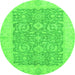 Round Oriental Green Traditional Rug, abs2459grn