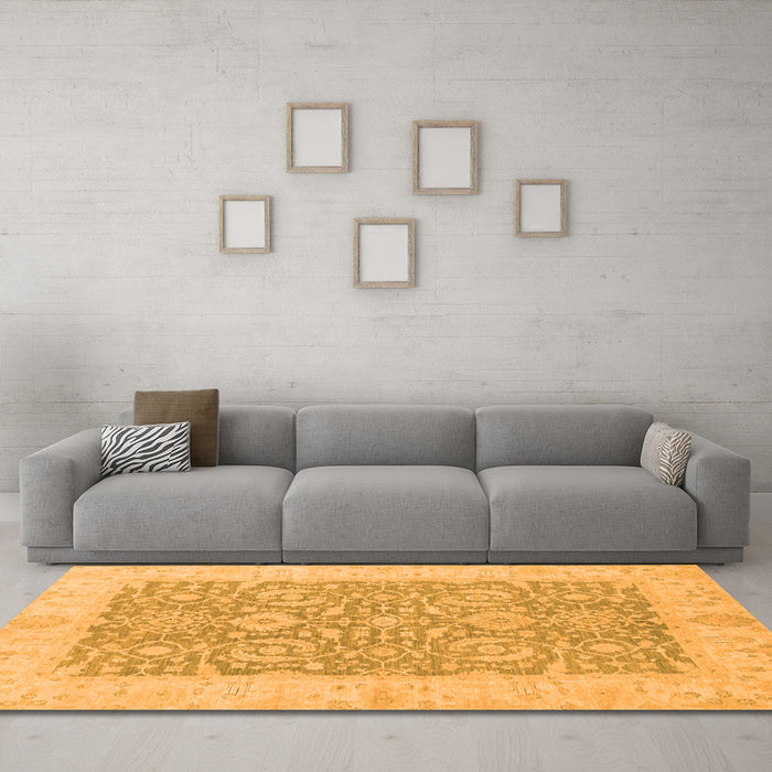 Machine Washable Oriental Orange Traditional Area Rugs in a Living Room, wshabs2459org