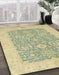 Abstract Brown Gold Oriental Rug in Family Room, abs2459