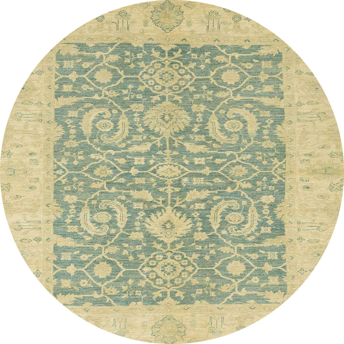 Round Abstract Brown Gold Oriental Rug, abs2459