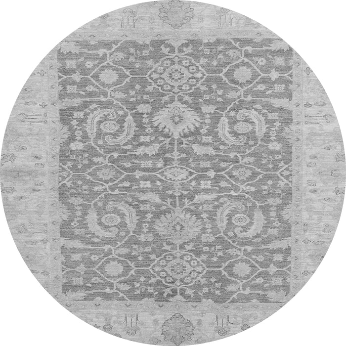 Round Machine Washable Oriental Gray Traditional Rug, wshabs2459gry