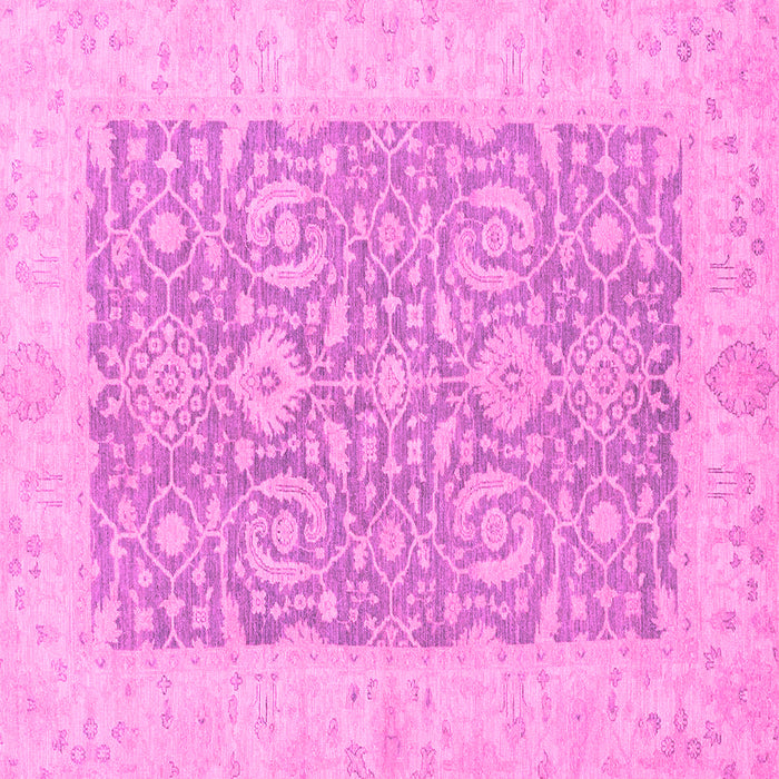 Square Machine Washable Oriental Pink Traditional Rug, wshabs2459pnk