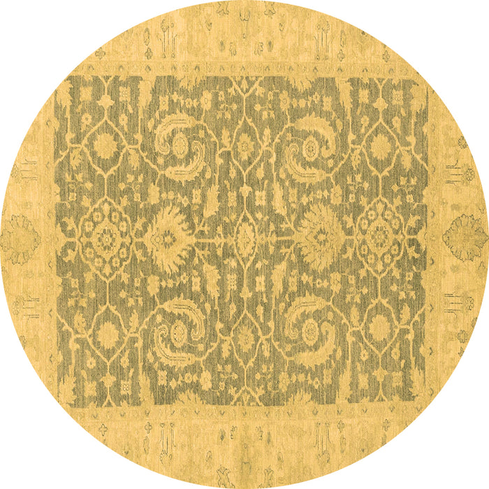 Round Oriental Brown Traditional Rug, abs2459brn