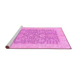 Sideview of Machine Washable Oriental Pink Traditional Rug, wshabs2459pnk