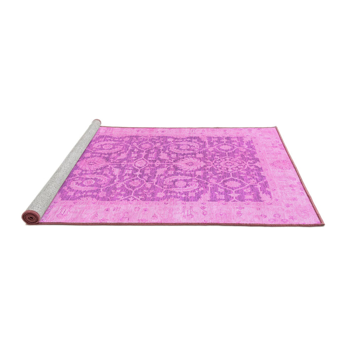 Sideview of Machine Washable Oriental Pink Traditional Rug, wshabs2459pnk