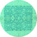 Round Oriental Turquoise Traditional Rug, abs2459turq