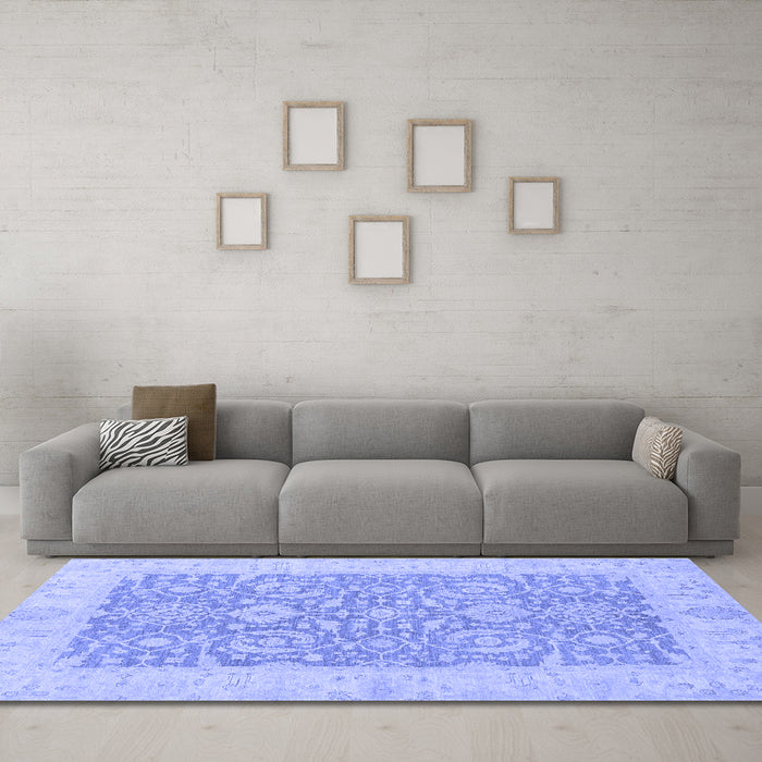 Machine Washable Oriental Blue Traditional Rug in a Living Room, wshabs2459blu
