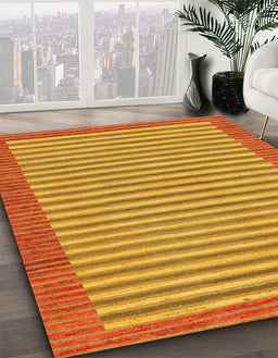 Abstract Orange Red Modern Rug in Family Room, abs245