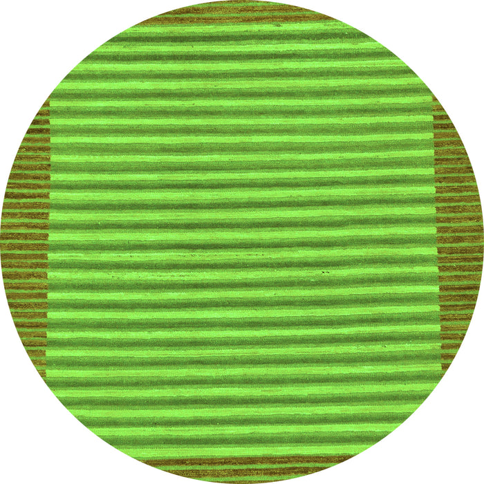 Round Machine Washable Abstract Green Modern Area Rugs, wshabs245grn
