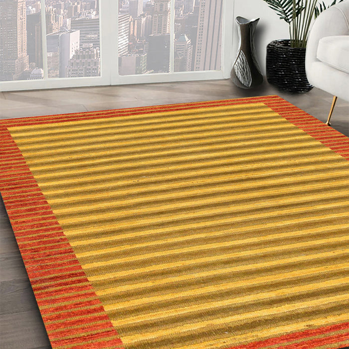 Abstract Orange Red Modern Rug in Family Room, abs245