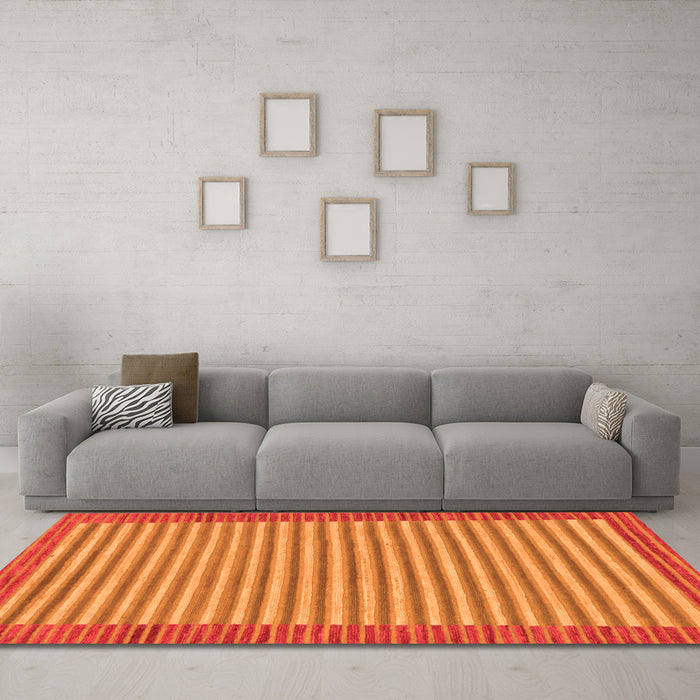 Machine Washable Abstract Orange Modern Area Rugs in a Living Room, wshabs245org