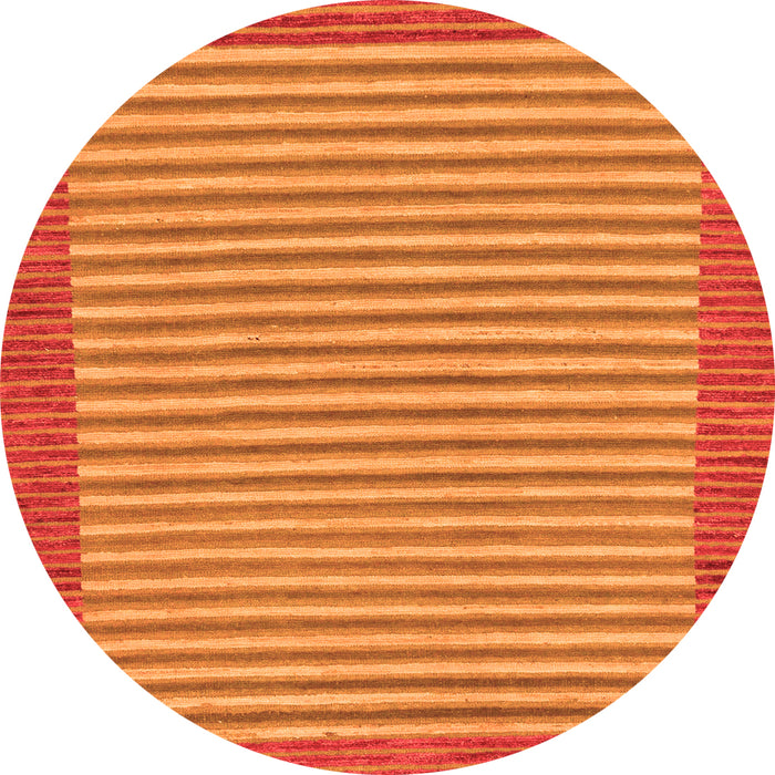 Round Machine Washable Abstract Orange Modern Area Rugs, wshabs245org