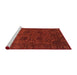 Sideview of Machine Washable Abstract Tomato Red Rug, wshabs2460