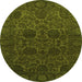 Round Machine Washable Abstract Green Modern Area Rugs, wshabs2460grn