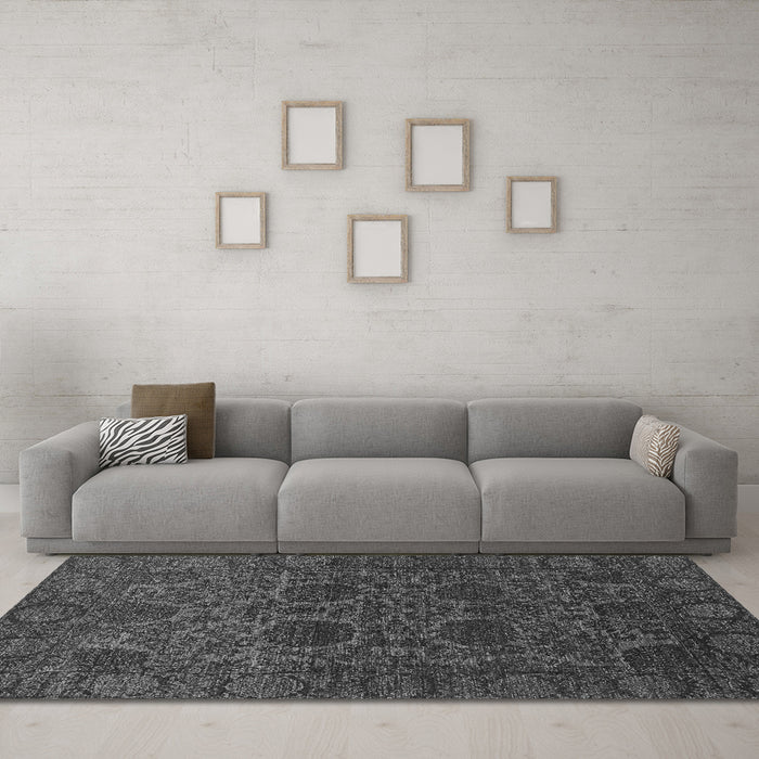 Machine Washable Abstract Gray Modern Rug in a Living Room,, wshabs2460gry