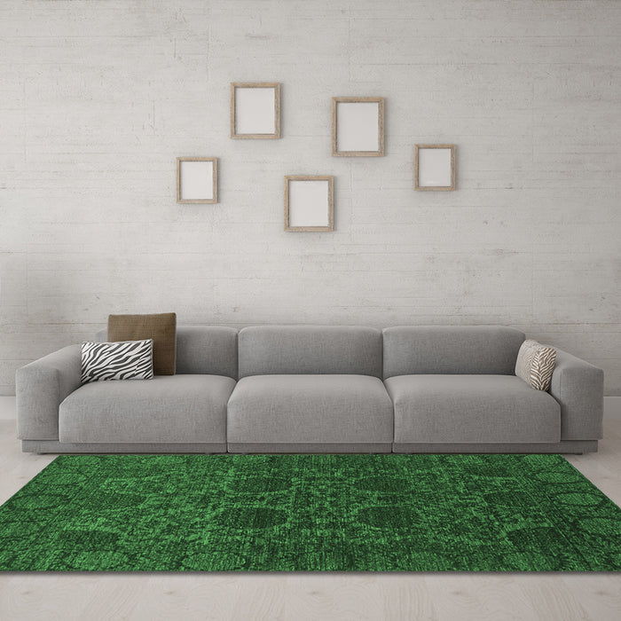 Machine Washable Abstract Emerald Green Modern Area Rugs in a Living Room,, wshabs2460emgrn