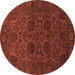 Round Machine Washable Abstract Brown Modern Rug, wshabs2460brn