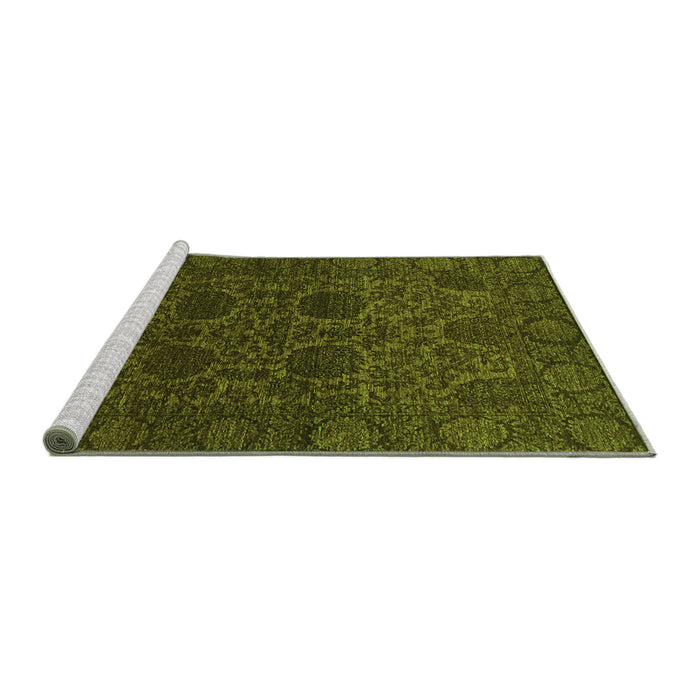 Sideview of Machine Washable Abstract Green Modern Area Rugs, wshabs2460grn