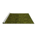 Sideview of Machine Washable Abstract Green Modern Area Rugs, wshabs2460grn