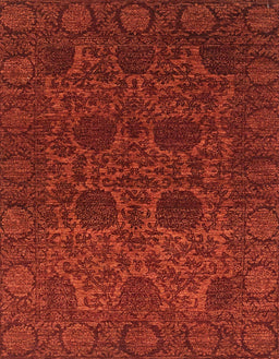 Machine Washable Abstract Tomato Red Rug, wshabs2460