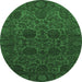 Round Abstract Emerald Green Modern Rug, abs2460emgrn