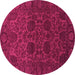 Round Machine Washable Abstract Pink Modern Rug, wshabs2460pnk