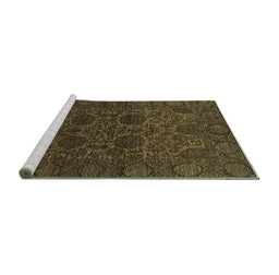 Sideview of Machine Washable Abstract Turquoise Modern Area Rugs, wshabs2460turq