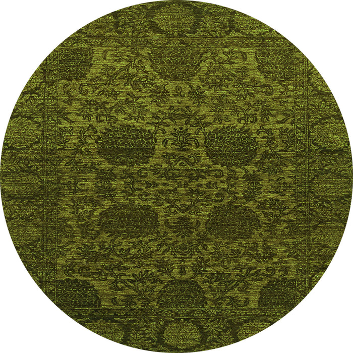 Round Abstract Green Modern Rug, abs2460grn