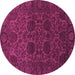 Round Machine Washable Abstract Purple Modern Area Rugs, wshabs2460pur