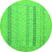 Round Machine Washable Abstract Green Modern Area Rugs, wshabs2461grn