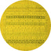 Round Abstract Yellow Modern Rug, abs2461yw