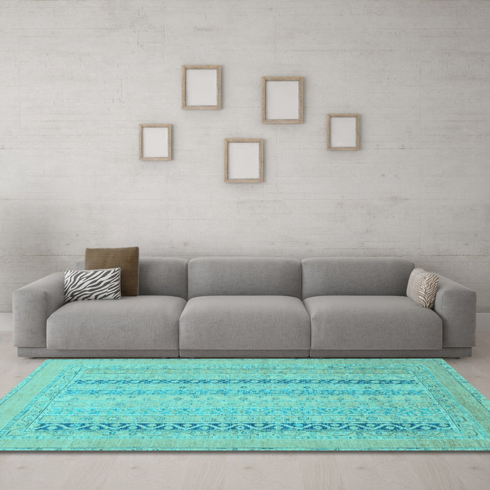Machine Washable Abstract Light Blue Modern Rug in a Living Room, wshabs2461lblu