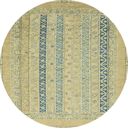 Round Abstract Copper Green Modern Rug, abs2461