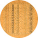 Round Machine Washable Abstract Orange Modern Area Rugs, wshabs2461org