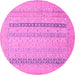 Round Machine Washable Abstract Pink Modern Rug, wshabs2461pnk