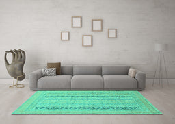 Machine Washable Abstract Turquoise Modern Area Rugs in a Living Room,, wshabs2461turq