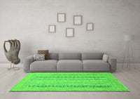 Machine Washable Abstract Green Modern Rug, wshabs2461grn