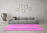 Machine Washable Abstract Pink Modern Rug, wshabs2461pnk