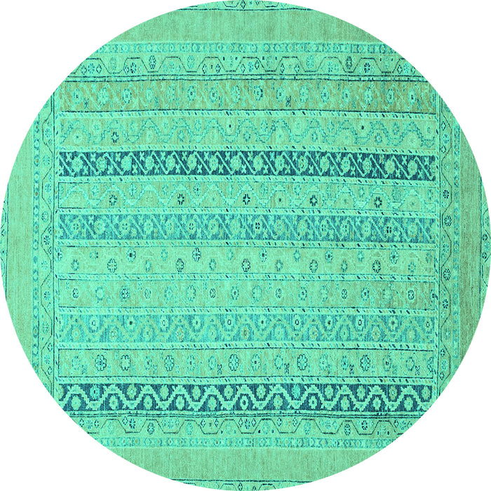 Round Machine Washable Abstract Turquoise Modern Area Rugs, wshabs2461turq