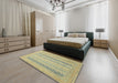 Machine Washable Abstract Brass Green Rug in a Bedroom, wshabs2461