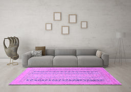 Machine Washable Abstract Purple Modern Area Rugs in a Living Room, wshabs2461pur