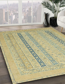 Machine Washable Abstract Brass Green Rug in a Family Room, wshabs2461