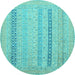 Round Abstract Light Blue Modern Rug, abs2461lblu