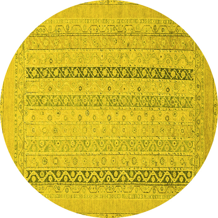 Round Machine Washable Abstract Yellow Modern Rug, wshabs2461yw