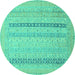 Round Abstract Turquoise Modern Rug, abs2461turq