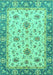 Machine Washable Oriental Turquoise Traditional Area Rugs, wshabs2462turq