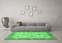 Machine Washable Oriental Emerald Green Traditional Rug, wshabs2462emgrn