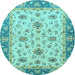 Round Oriental Light Blue Traditional Rug, abs2462lblu