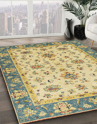 Abstract Chrome Gold Yellow Oriental Rug, abs2462