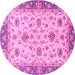 Round Oriental Pink Traditional Rug, abs2462pnk